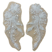 Heavy-duty 3d beaded sequin lace floral appliqué for wedding dresses, evening gowns, children's clothing, and diy embellishments