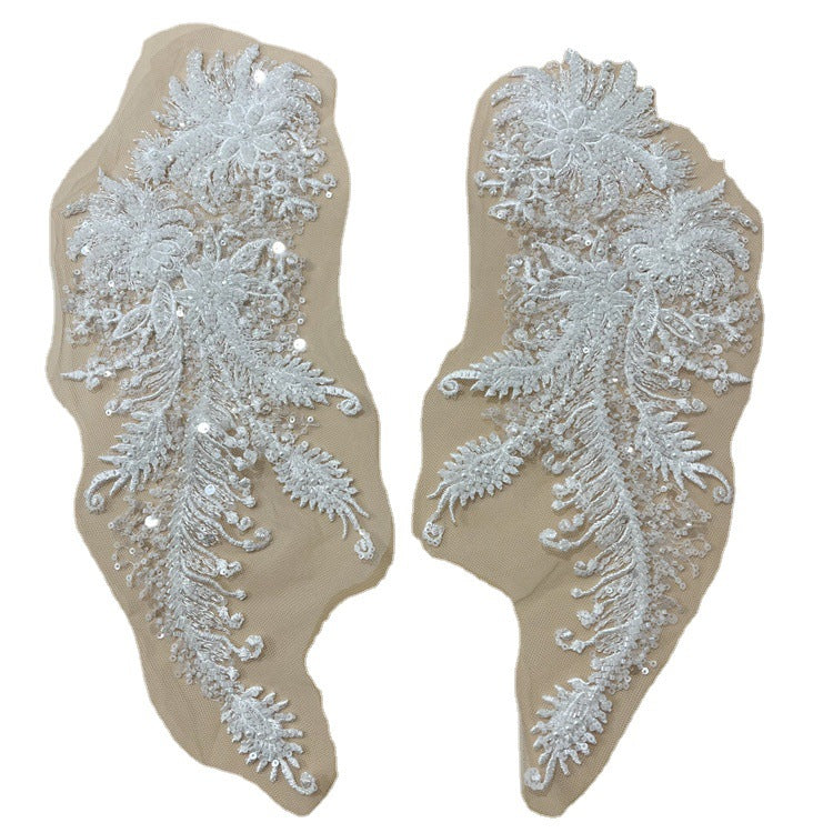 Heavy-duty 3d beaded sequin lace floral appliqué for wedding dresses, evening gowns, children's clothing, and diy embellishments