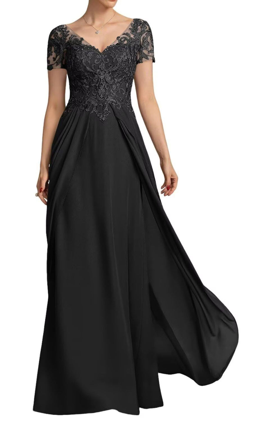Chiffon long evening gown mother prom dress long skirt bridesmaid dress annual meeting host banquet dress performance dress plus size