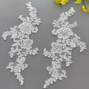 Zh444 white 3d lace beaded lace applique diy handmade bridal jewelry accessories