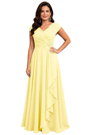 Cross-border chiffon long evening dress women's v neck diamond bridesmaid dress banquet toasting skirt slimming look a-line dress ladieswear