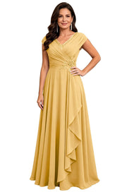 Cross-border chiffon long evening dress women's v neck diamond bridesmaid dress banquet toasting skirt slimming look a-line dress ladieswear