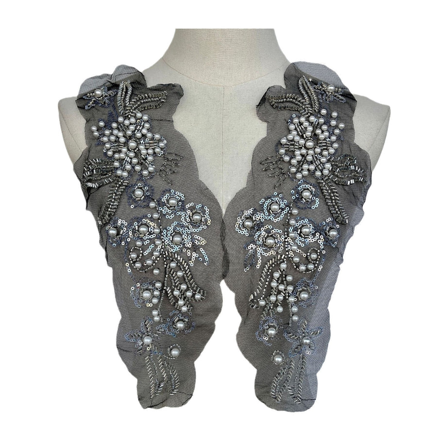 Black three-dimensional bead flower coat, rhinestone clothing neckline, waist accessories, shoulder accessories, wedding dress DIY auxiliary