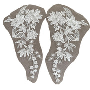 Floral Embroidered Lace Appliqué - Handmade DIY Wedding Dress, Veil & Accessory Patch, White (ZH505)