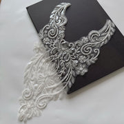 Beaded 3D Corsage & Luxury Collar Flower Lace Appliqué – DIY Clothing Patch & Bridal Accessory (ZH202)