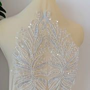 Extra Large Sequin Lace Appliqué Back Bodice - DIY Wedding Dress, Clothing & Chest Decoration Mesh Material (ZH445)