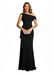 Cross-border amazon bestseller: long one-shoulder mermaid evening gown - perfect for bridesmaids, weddings, and socialite gatherings