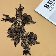 A piece of beige fish silk thread lace flower to flower applique DIY handmade bridal veil jewelry accessories