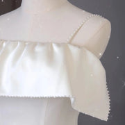 French Style Light Wedding Dress Strapless Satin Bridal Gown Petite Bride Elegant Reception Dress for Wedding