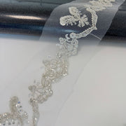 Zh319 beaded handmade lace flower high-end wedding dress veil diy high quality beaded embroidery barcode
