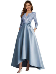 European and american style plus size evening gown for women, sequined satin high-low floor-length dress, wedding mother of the bride outfit, new year's gala performance dress