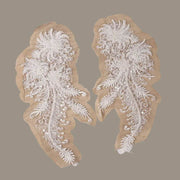 Luxury 3D Bead Sequined Lace Flower Patch for DIY wedding dress and children's clothing embellishments.