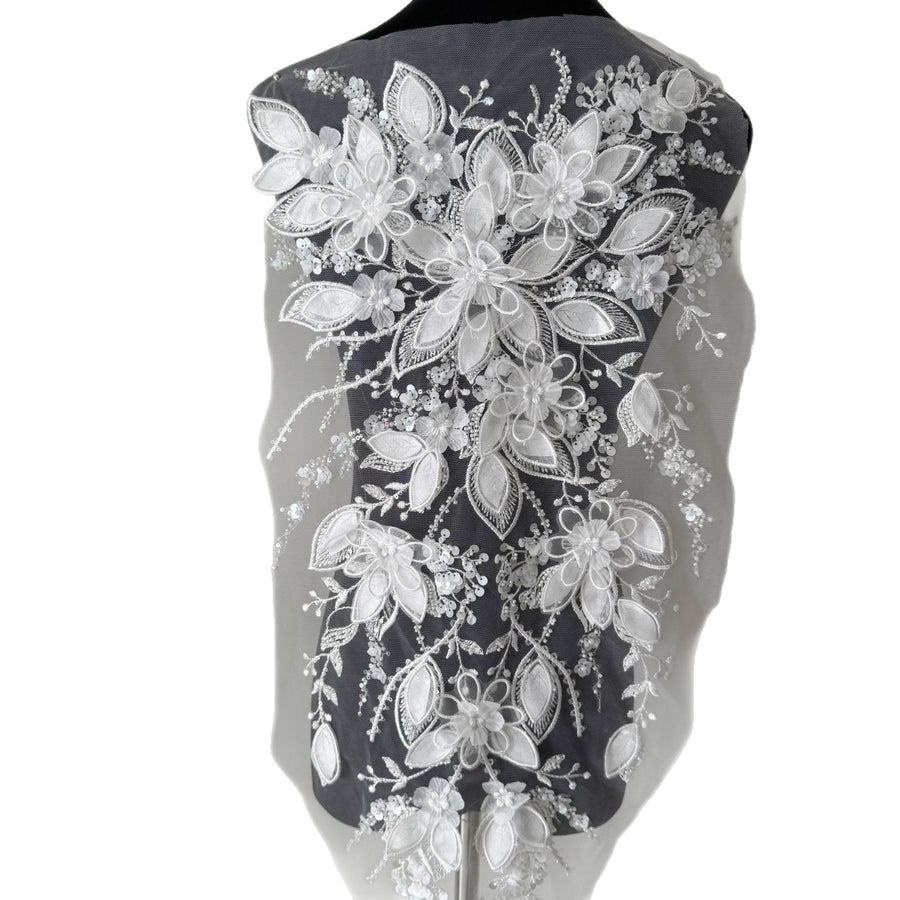 Zh510 three-dimensional handmade petals embroider leaves wedding dress veil diy curtains clothing fabric lace lace