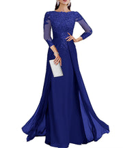 Cross-border lace patchwork long evening dress women's three-quarter sleeve banquet host bridesmaid dress new arrival elegant slimming evening gown