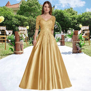 European and american style plus size evening gown - women's satin floor-length dress - perfect for weddings, bridesmaids, annual galas, and performances - flattering and figure-forgiving