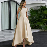 Cross-border best-selling sleeveless evening dress for women, short in front and long in back, bridesmaid, sister group, bestie dress, dinner red carpet dress a dress