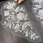 White Woven Seed Bead Sequin Lace Trim - Handmade DIY Wedding Dress, Hem, Hair Accessories & Curtain Embellishment (ZH439)