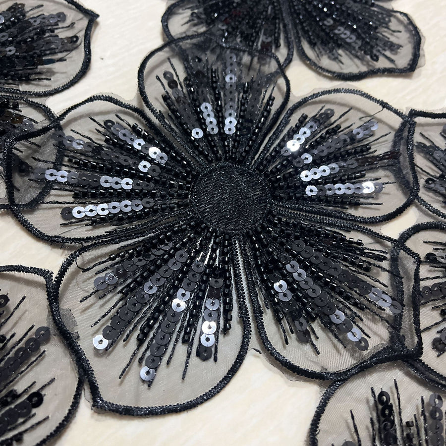 Beaded Organza Rice Bead Flower Embroidery Mesh Lace – DIY Wedding Dress Appliqué (R145)