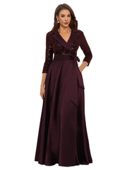 Cross-border amazon hot-selling black long evening gown for women, mid-sleeve, slim-fit, figure-flattering, perfect for banquets, annual meetings, hosts, and performances
