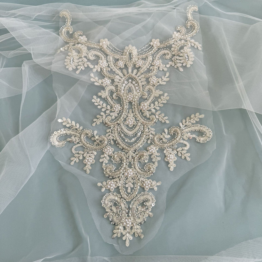 Heavy-duty embroider beaded glass bead collar flower diy wedding dress performance clothing collar diy flower piece collar zh325