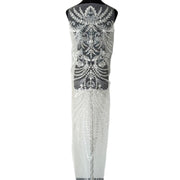 Half-Silver Mesh Fabric with Mixed Beads, Sequins & Machine Embroidery - DIY Apparel Front & Back Panel (ZH482)