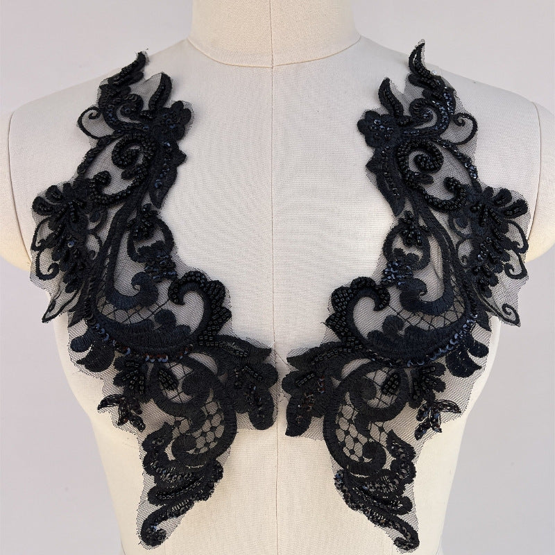D1 three-dimensional beading on flowers heavy industry lace flowers embroidered lace accessories clothing decoration embroider fabric flowers
