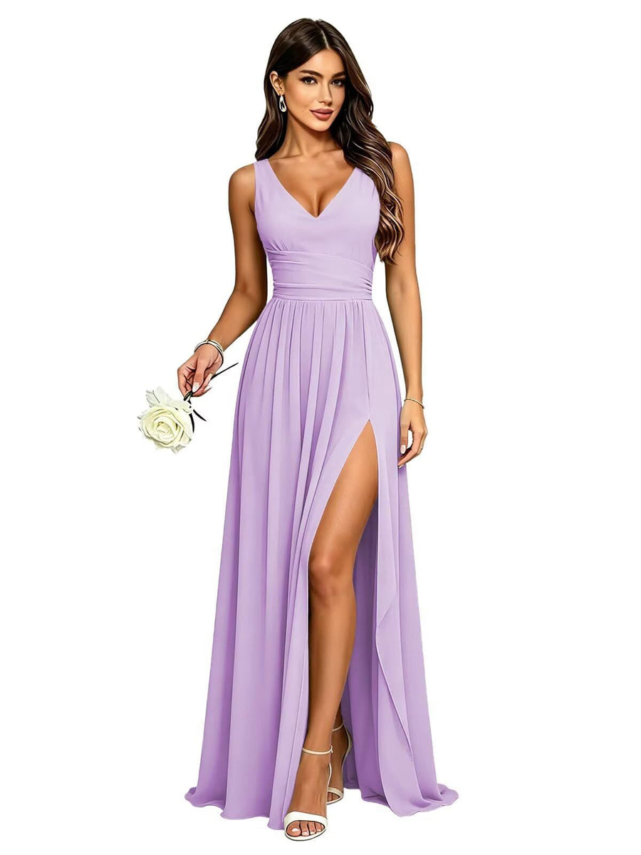 Amazon's best selling bridesmaid dress sleeveless deep v neck backless long skirt forest style fairy evening dress party dress