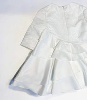 Girls vintage flower girl dress white jacquard satin with layered tulle for weddings and special occasions