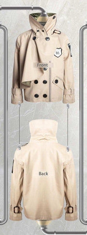 Boys' Cotton Velvet double-breasted trench coat in beige with short windproof cut, structured collar, and button front for ages 3-7 years.