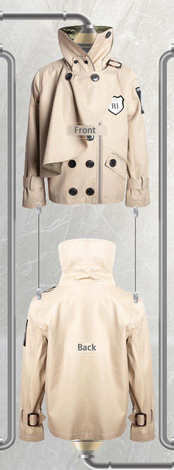 Boys' Cotton Velvet double-breasted trench coat in beige with short windproof cut, structured collar, and button front for ages 3-7 years.