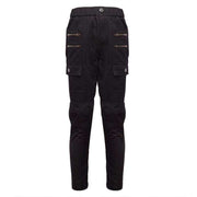 Boys wearing navy blue and black stretch denim casual jeans for kids aged 4-12 years