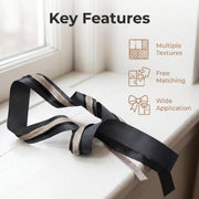 Elegant Charcoal & Black Ribbon Trio Set – Luxury Grosgrain Satin & Woven Decorative Ribbon Bundle