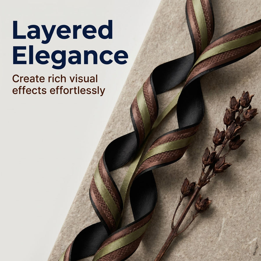 Elegant Black, Coffee & Green Ribbon Trio Set – Luxury Satin & Fine Woven Decorative Ribbon Bundle for Fashion & Gift Styling