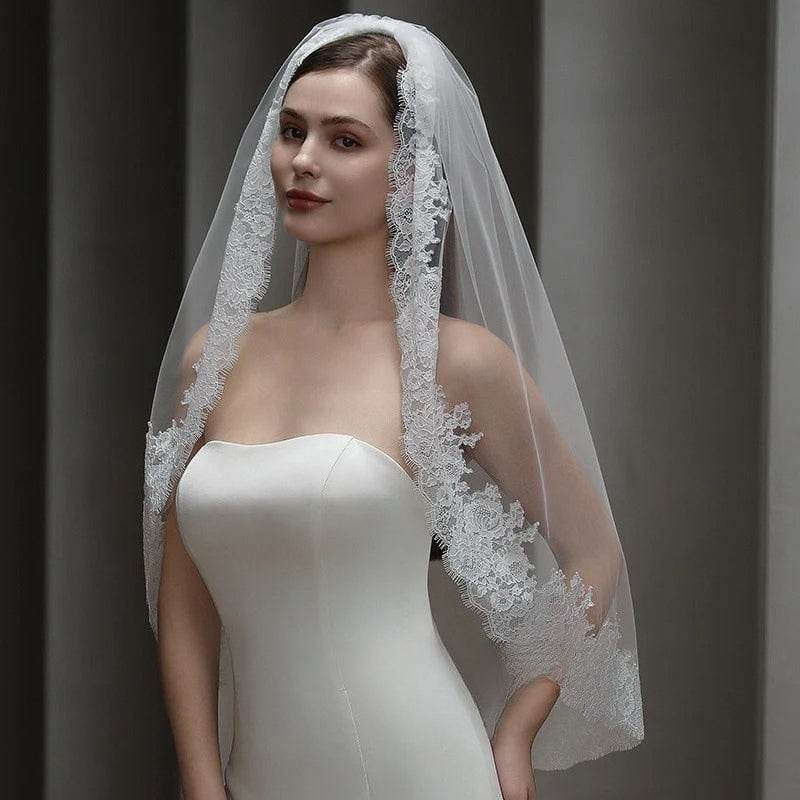 French Lace Court Bridal Veil soft tulle minimalist wedding accessory