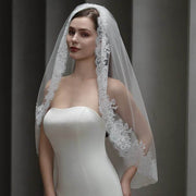 French Lace Court Bridal Veil soft tulle minimalist wedding accessory