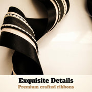 Elegant Black & Blush Pink Ribbon Trio Set – Luxury Satin, Grosgrain & Lace Decorative Ribbon Bundle