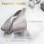 Elegant Cream & Grey Ribbon Trio Set – Luxury Satin & Woven Decorative Ribbon Bundle for Fashion, Gift Wrapping & Event Styling