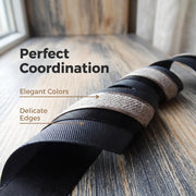 Elegant Charcoal & Black Ribbon Trio Set – Luxury Grosgrain Satin & Woven Decorative Ribbon Bundle