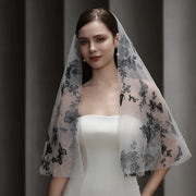 Black Butterfly Bridal Veil made of soft chiffon tulle for vintage and editorial wedding looks