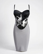 Women’s Strapless Corset & Bandage Skirt Set – Elegant Embroidered 2 Piece Work to Evening Outfit