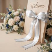 Elegant Silver & White Ribbon Trio Set – Luxury Satin & Woven Decorative Ribbon Bundle for Fashion & Gift Styling
