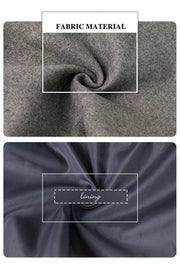 Girls Woolen Sleeveless Sporty Dress fabric, with a close-up of soft grey wool and smooth dark grey lining.