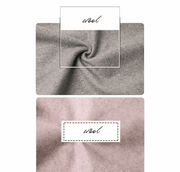 Girls' Woolen Winter coat fabric in soft grey and blush pink wool, with a fine, plain textured weave.