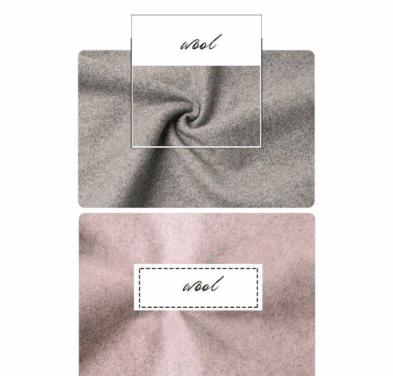 Girls' Woolen Winter coat fabric in soft grey and blush pink wool, with a fine, plain textured weave.