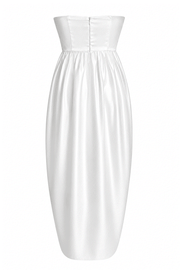 Ivory satin off-shoulder elegant party dress with sculpted bubble hem evening gown