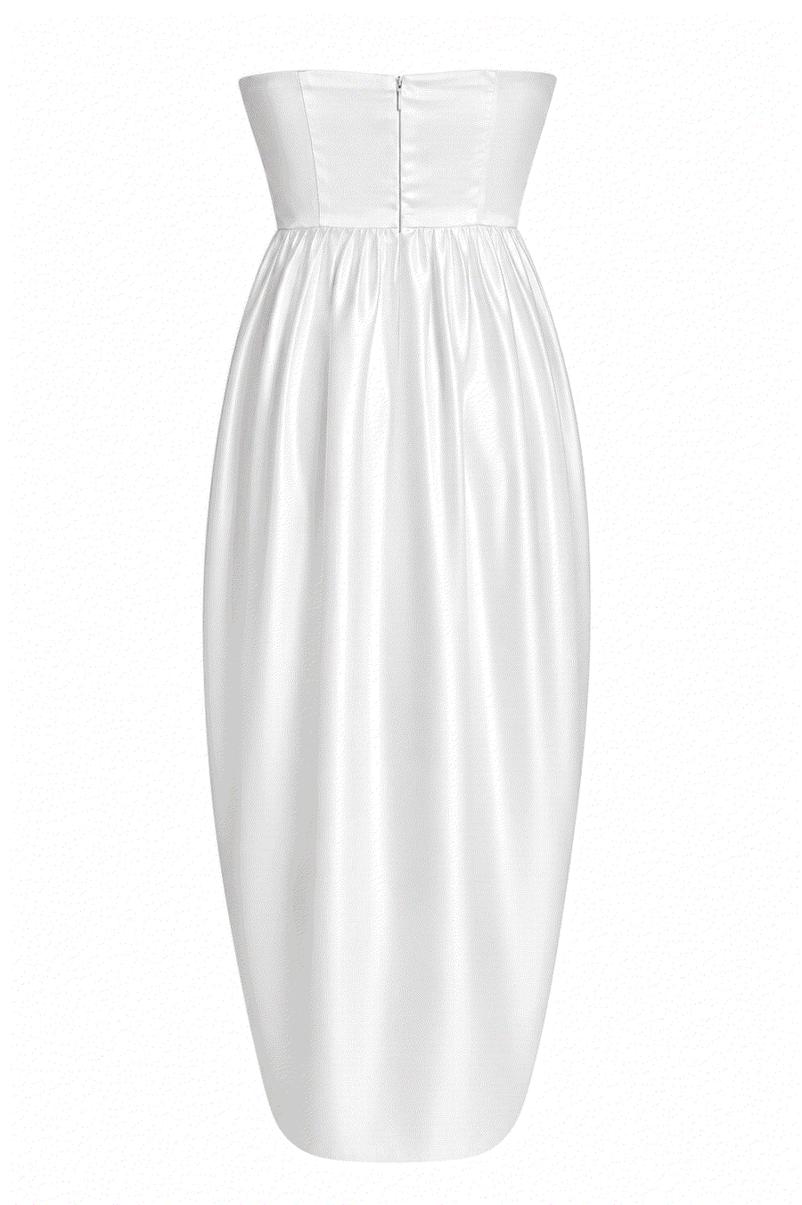 Ivory satin off-shoulder elegant party dress with sculpted bubble hem evening gown