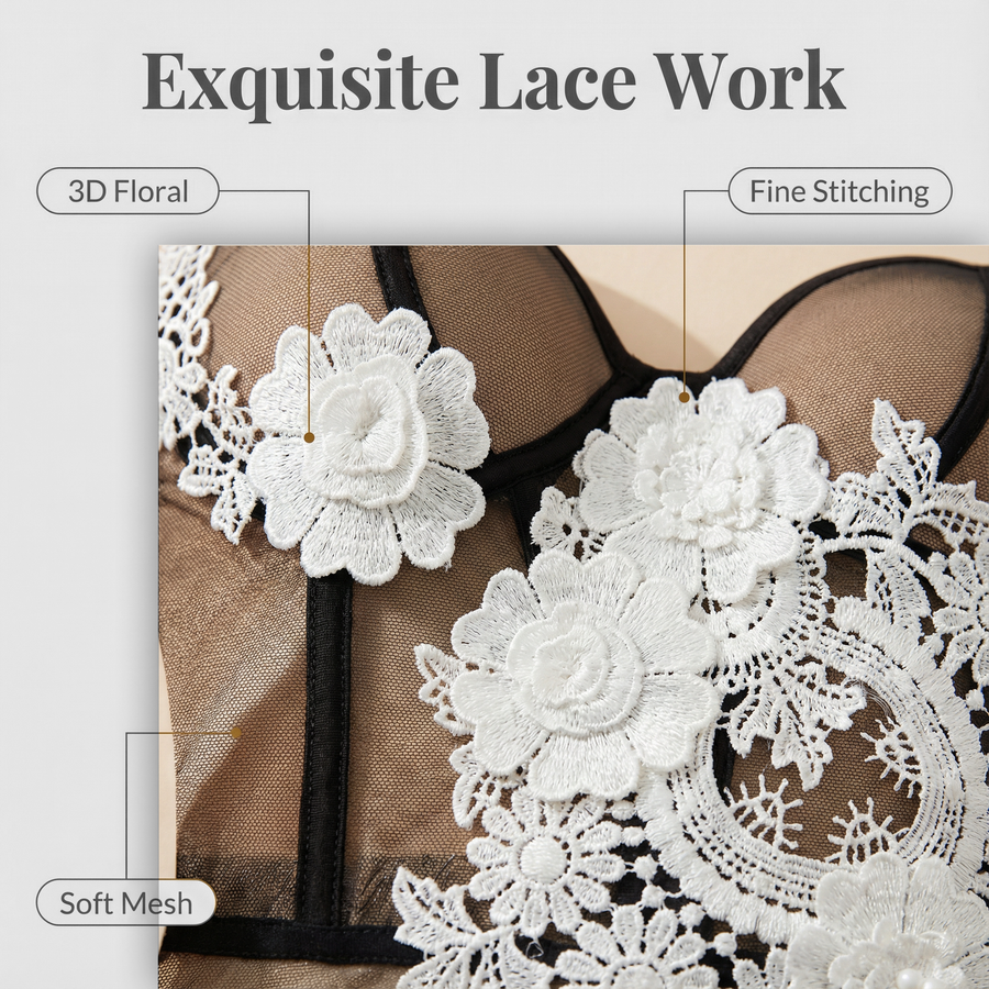 Sculptural Lace Corset Two-Piece Set – 9AM to 9PM Office-to-Evening Transformation