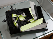 Elegant lace and satin ribbon set with soft, romantic texture for wedding and occasion DIY styling.