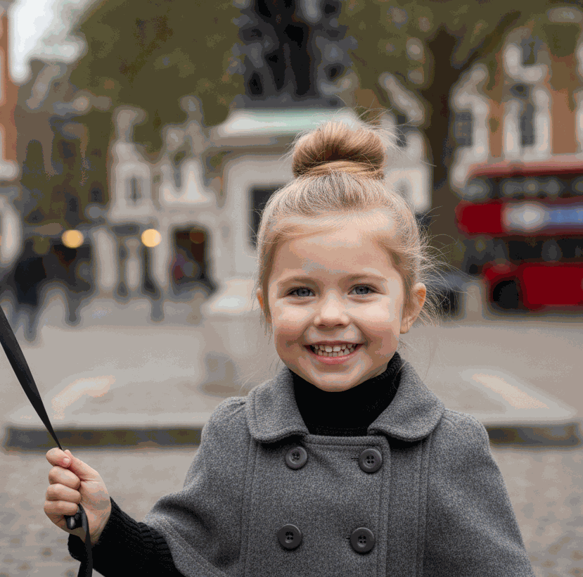 LAVANZEY Girls Cashmere Long Coat in grey wool-blend, with a double-breasted button front and cape-style sleeves.