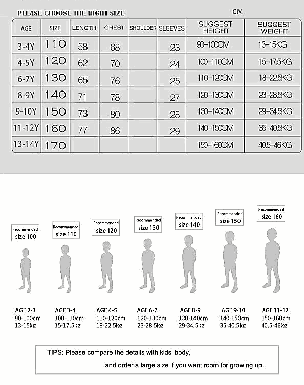 LAVANZEY Girls Cashmere Long Coat sizing chart with age ranges, garment measurements, suggested heights and weights, and child size silhouettes.